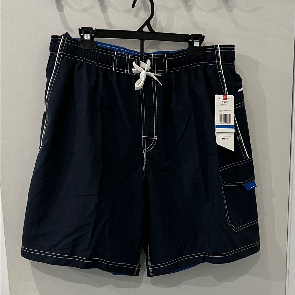 Speedo Dark Blue Board Shorts with White Accents